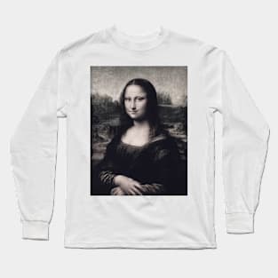 Black and White Mona Lisa by Leonardo Da Vinci Long Sleeve T-Shirt